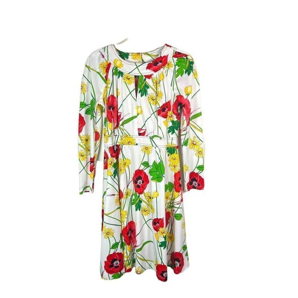 Vintage 1970’s Sunshine Alley Bright Floral Fit & Flare Dress - Picture 1 of 12
